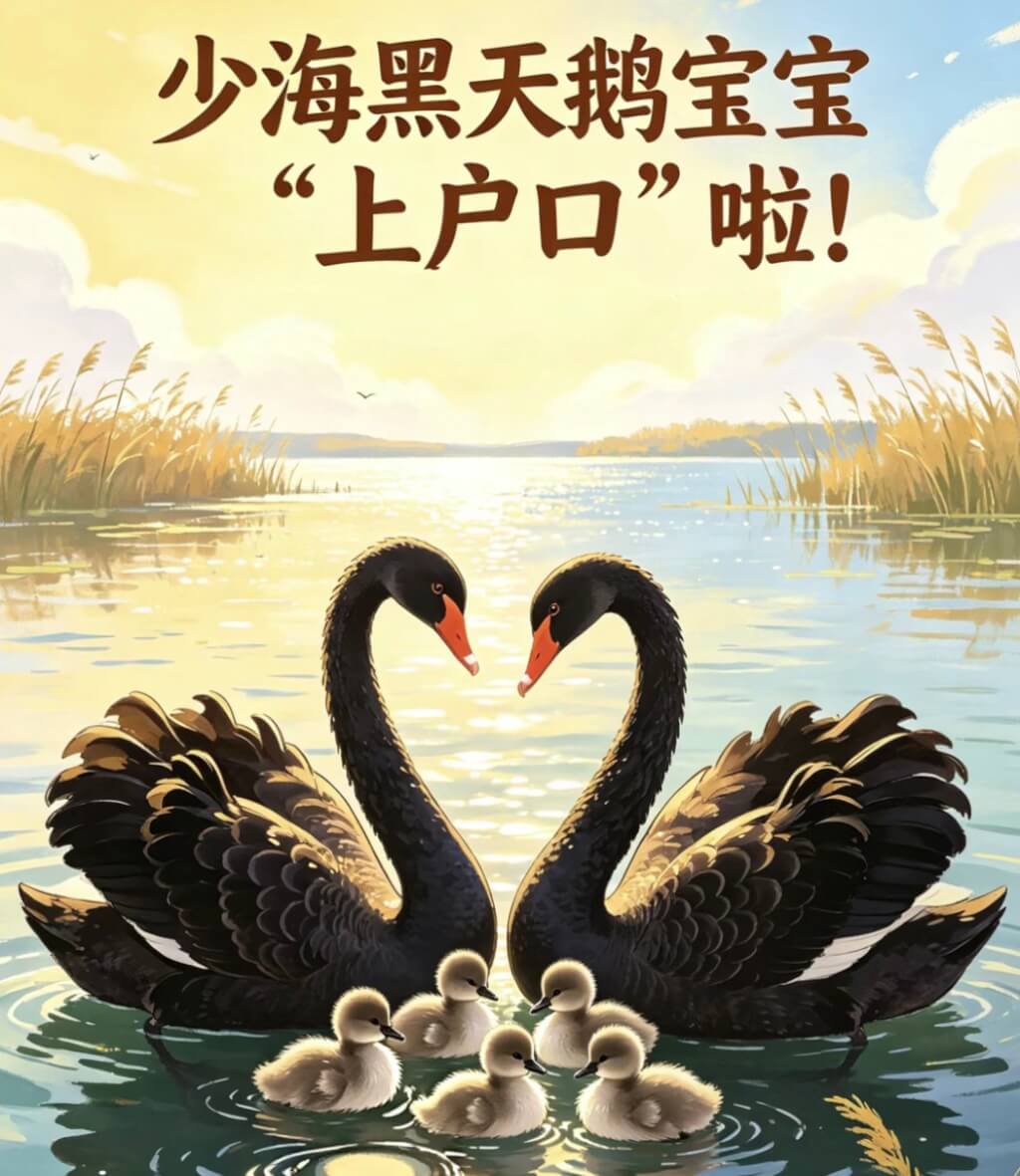 少海黑天鹅宝宝名字定了！这五个名字入选，网友太会起了